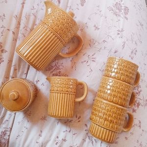 Vintage Mustard Yellow Coffee Set